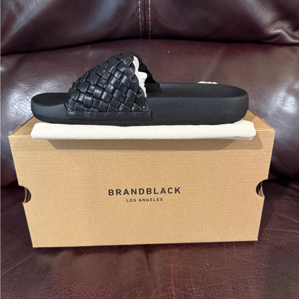Brandblack Black Woven Slide Sandals